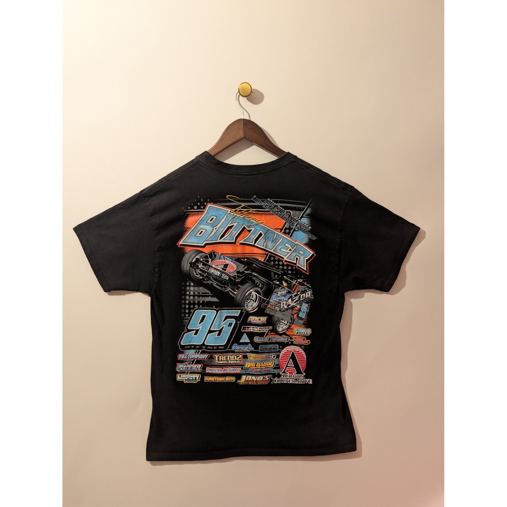 Hanes Racing T Shirt Mens Large Black Excellent Tiffany Bittner 95 IMCA Graphic